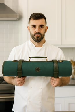 Malaga Canvas Knife Roll – Pine Green | Tool Roll-Up for Chefs