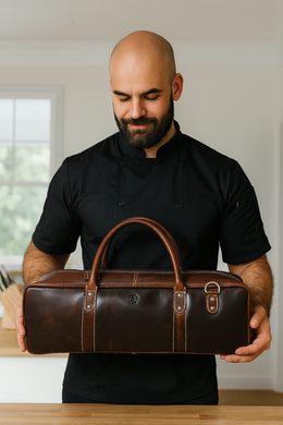 Tuscania Leather Knife Roll & Bag Combo - Penny Brown