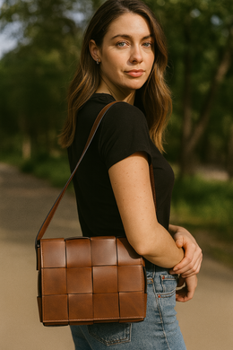 Chic Woven Crossbody Bag – Handwoven Top Grain Leather