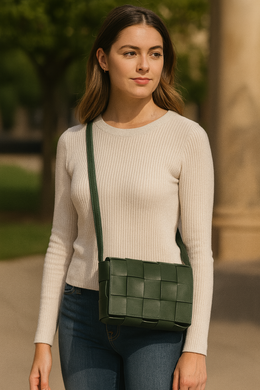 Woven Leather Crossbody Bag – Top Grain, Lightweight & Stylish