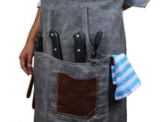 Turin Waxed Canvas Apron - Ash Grey