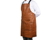 Chef & Artist Apron in Full Grain Leather – Tan Brown