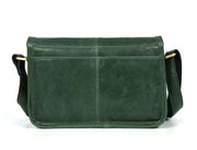 Handcrafted Green Leather Crossbody Bag for Women – Vintage Satchel with Multiple Compartments