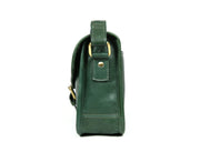 Handcrafted Green Leather Crossbody Bag for Women – Vintage Satchel with Multiple Compartments