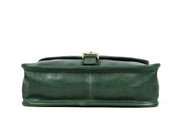 Handcrafted Green Leather Crossbody Bag for Women – Vintage Satchel with Multiple Compartments