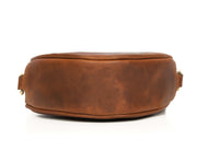 Cabrini Heart-Shaped Leather Crossbody Bag – Brown with Floral Lining