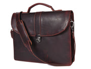 Cabrini Ember Leather Briefcase – Lockable & Padded for Laptops