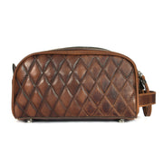 Quilted Leather Toiletry Bag – Brown
