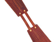 Cabrini Red Leather Belt – Double Buckle Design | Textured Brown Finish