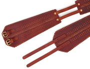 Cabrini Red Leather Belt – Double Buckle Design | Textured Brown Finish