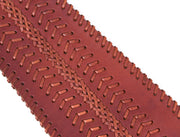 Cabrini Red Leather Belt – Double Buckle Design | Textured Brown Finish