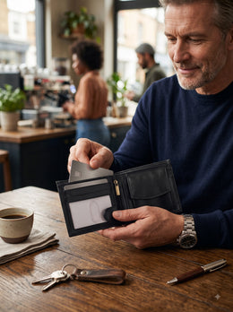 Cabrini Vesper Black Bifold Wallet with Dual Flip ID Windows