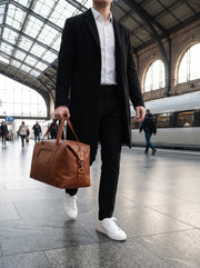 Auren Premium Leather Travel Duffle Bag – Brown