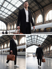 Auren Premium Leather Travel Duffle Bag – Brown
