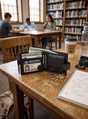 Cabrini Nocturne Black Bifold Wallet with Flip ID Window