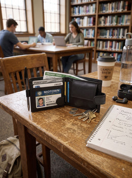 Cabrini Nocturne Black Bifold Wallet with Flip ID Window
