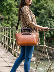 Cabrini Polaris Leather Shopper Bag – Tan Brown