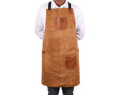 Serena Suede Apron – Tawny Brown Luxury Edition