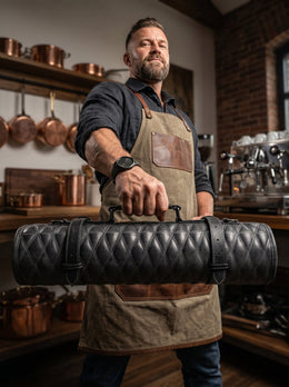 Arctic Blade Quilted Leather Knife Roll - Black - Cabrini - Elegance Perfected