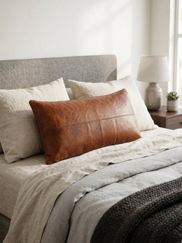 Arizona Leather Pillow Cover - Brown - Cabrini - Elegance Perfected