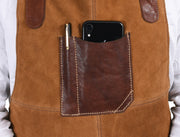 Arucas Suede Apron - Caramel Brown - Cabrini - Elegance Perfected