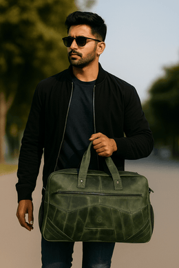 Brooks Upcycled Leather Duffle Bag – Seaweed - Cabrini - Elegance Perfected