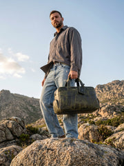 Brooks Upcycled Leather Duffle Bag – Seaweed - Cabrini - Elegance Perfected