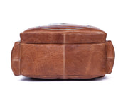 Brown Genuine Leather Sport Backpack – Embroidered Multi Pocket Travel Bag - Cabrini - Elegance Perfected