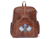 Brown Genuine Leather Sport Backpack – Embroidered Multi Pocket Travel Bag - Cabrini - Elegance Perfected