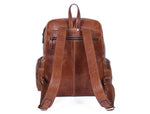 Brown Genuine Leather Sport Backpack – Embroidered Multi Pocket Travel Bag - Cabrini - Elegance Perfected