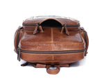Brown Genuine Leather Sport Backpack – Embroidered Multi Pocket Travel Bag - Cabrini - Elegance Perfected