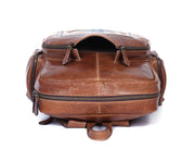 Brown Genuine Leather Sport Backpack – Embroidered Multi Pocket Travel Bag - Cabrini - Elegance Perfected