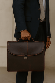 Cabrini Ember Leather Briefcase – Lockable & Padded for Laptops - Cabrini - Elegance Perfected