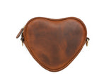 Cabrini Heart - Shaped Leather Crossbody Bag – Brown with Floral Lining - Cabrini - Elegance Perfected