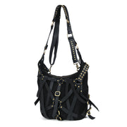 Cabrini Rebel Harness Tote – Black Suede & Full Grain Leather - Cabrini - Elegance Perfected