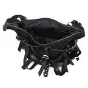 Cabrini Rebel Harness Tote – Black Suede & Full Grain Leather - Cabrini - Elegance Perfected