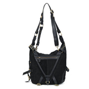 Cabrini Rebel Harness Tote – Black Suede & Full Grain Leather - Cabrini - Elegance Perfected