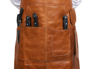Chef & Artist Apron in Full Grain Leather – Tan Brown - Cabrini - Elegance Perfected