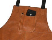 Chef & Artist Apron in Full Grain Leather – Tan Brown - Cabrini - Elegance Perfected