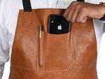Chef & Artist Apron in Full Grain Leather – Tan Brown - Cabrini - Elegance Perfected