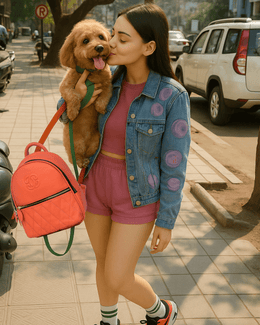 Chic Coral Quilted Leather Women's Backpack – Elegant, Stylish & Compact - Cabrini - Elegance Perfected