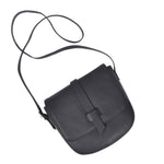 Classic Black Leather Crossbody Sling Bag with Flap Closure - Cabrini - Elegance Perfected