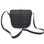 Classic Black Leather Crossbody Sling Bag with Flap Closure - Cabrini - Elegance Perfected