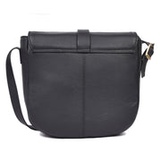 Classic Black Leather Crossbody Sling Bag with Flap Closure - Cabrini - Elegance Perfected