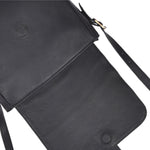 Classic Black Leather Crossbody Sling Bag with Flap Closure - Cabrini - Elegance Perfected