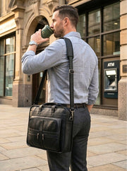 Classic Leather Briefcase – Top Grain Office Portfolio Bag - Cabrini - Elegance Perfected