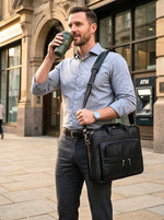 Classic Leather Briefcase – Top Grain Office Portfolio Bag - Cabrini - Elegance Perfected