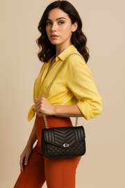 CABRINI Noir – Classic Black Quilted Shoulder Bag