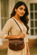 Elegant Brown Leather Crossbody – Top Grain Minimal Style - Cabrini - Elegance Perfected