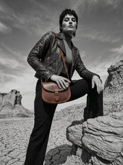 Elegant Brown Leather Crossbody – Top Grain Minimal Style - Cabrini - Elegance Perfected